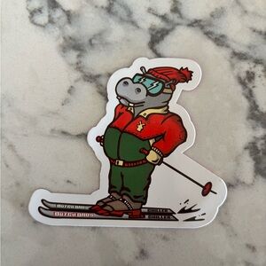 Dutch Bros Skiing Hippo Sticker